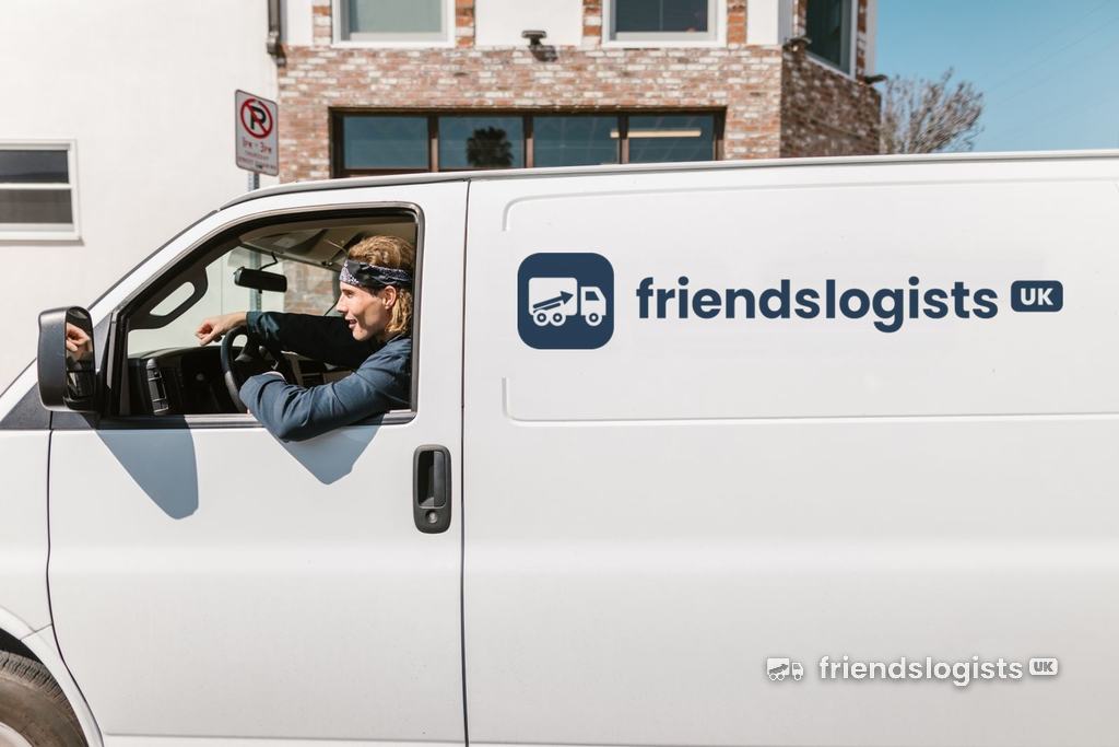Smiling removals driver at the wheel of a moving van