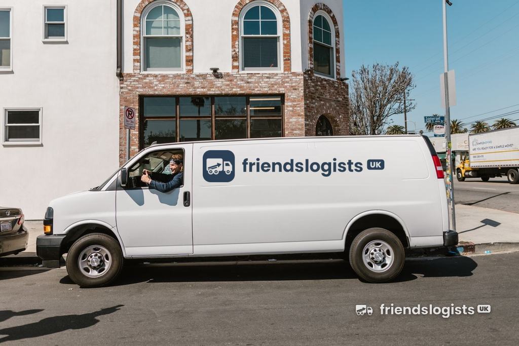 White removal van parked on a residential street